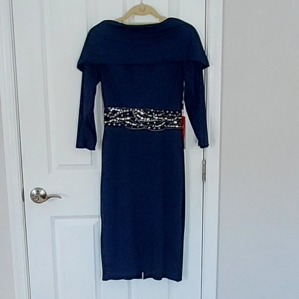 Bodycon Off the Shoulder Knee-Length Jersey Cocktail Dress With Beading